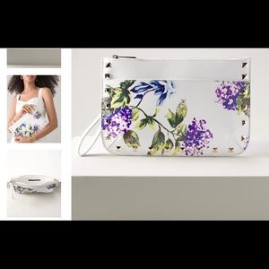 Hydrangea Clutch with Gold Trim